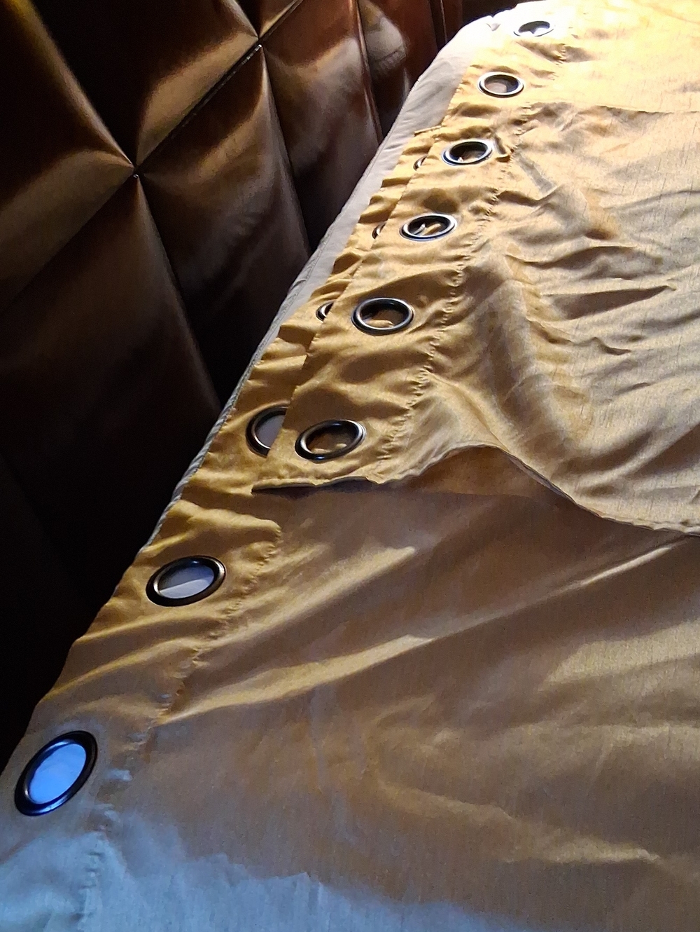 Gold curtains with grommets 54" x 82".